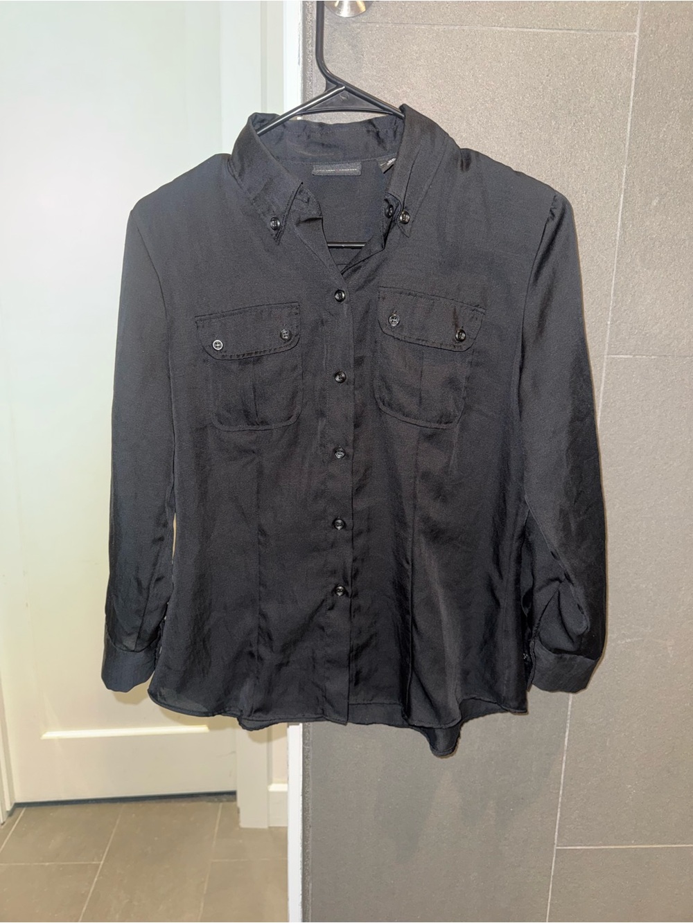 Vintage Y2K New York & Company Black Utility Button Down Blouse XS
